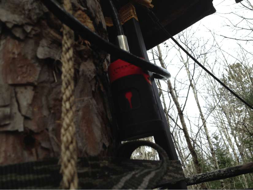 Bolt cable lock on treestand