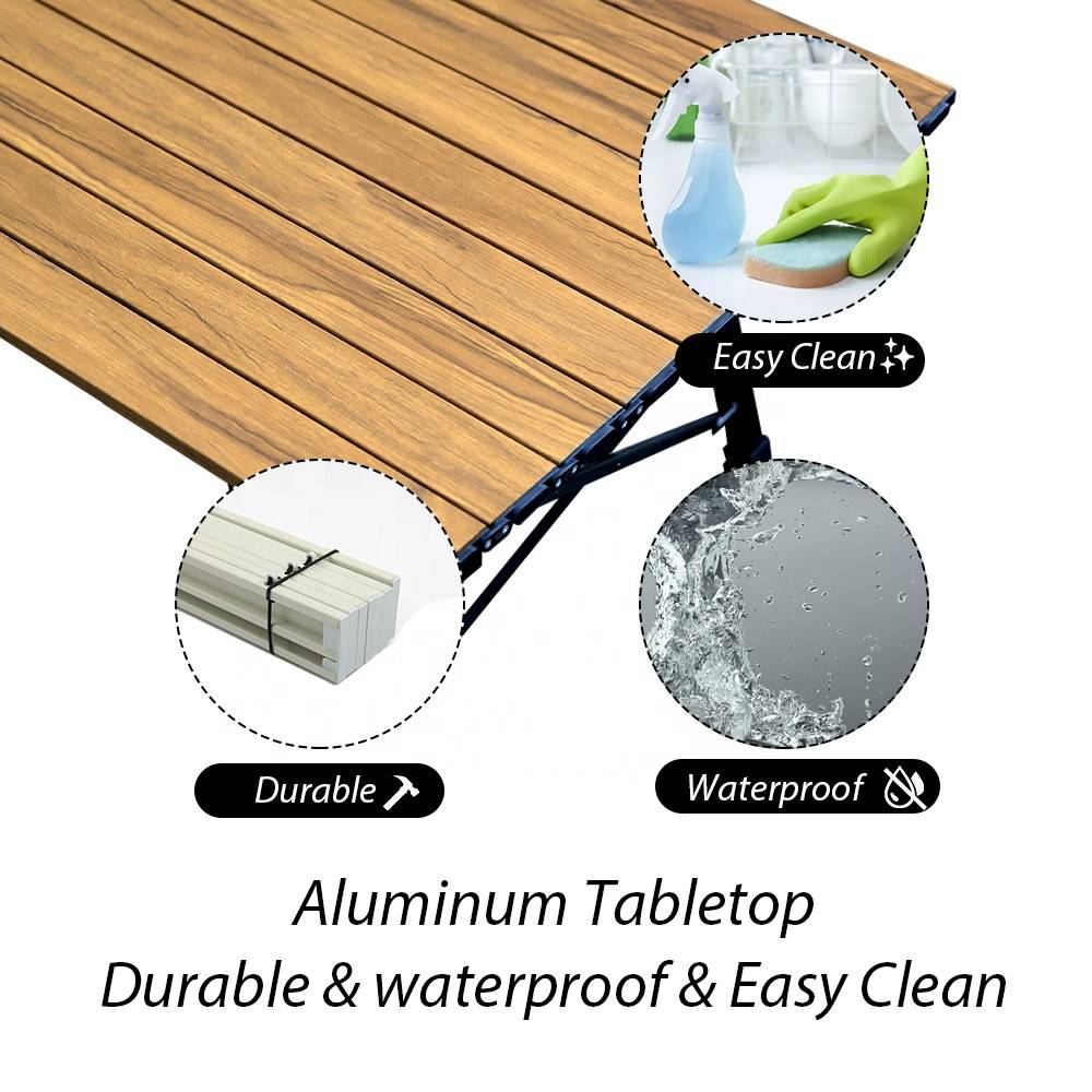 Easy clean camping table surface