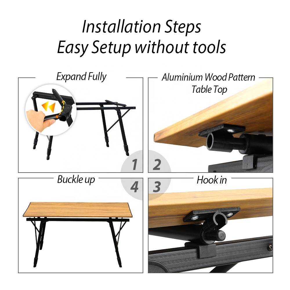 Easy setup of camping table